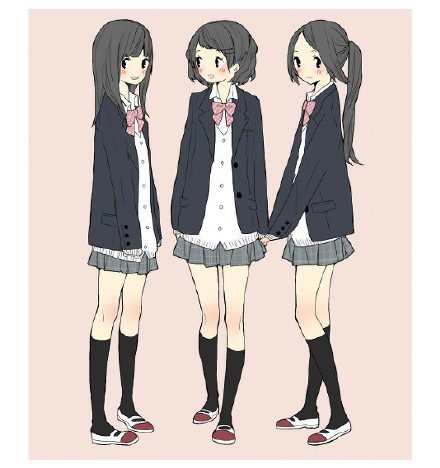 一组穿jk制服的少女元气满满的女高中生画师しまぷp站id532264